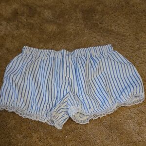 Peach Love California Blue and White Striped Pajama Shorts